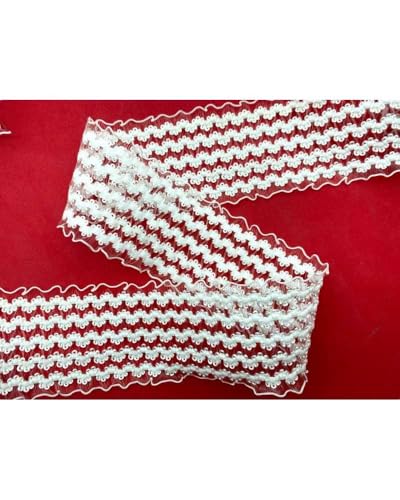 50 cm Borte Elastisches Organzaband Stickerei 5 cm hoch - Weiß von TOMASELLI MERCERIA