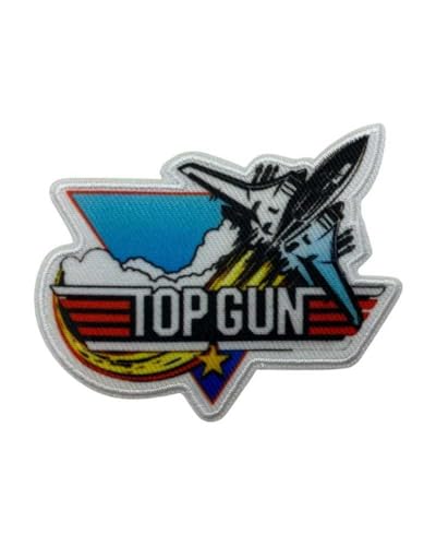 Aufnäher zum Aufbügeln, bedruckt - Top Gun mit Flugzeug und Stern Aufnäher zum Aufbügeln, bedruckt - Top Gun mit Flugzeug und Stern von TOMASELLI MERCERIA