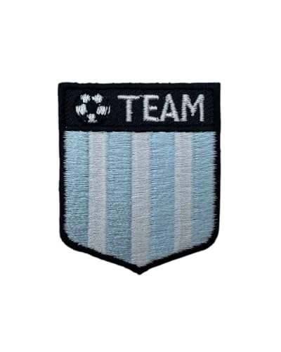 Aufnäher zum Aufbügeln, bestickt, Fußballmannschaften, 5 x 4 cm, Weiß und Hellblau Aufnäher zum Aufbügeln, bestickt, Fußballmannschaften, 5 x 4 cm, Weiß und Hellblau von TOMASELLI MERCERIA