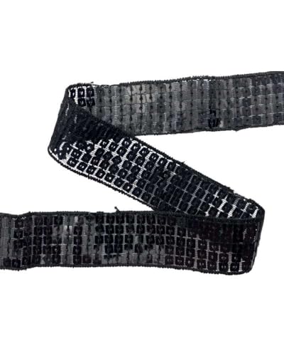 Bordüre Rand Pailletten quadratisch genäht 2 cm hoch - Schwarz Bordüre Rand Pailletten quadratisch genäht 2 cm hoch - Schwarz von TOMASELLI MERCERIA