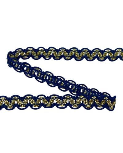 Borte Bordüre Stickerei Lurex Profil Höhe 7 mm - Blau Gold Lurex von TOMASELLI MERCERIA
