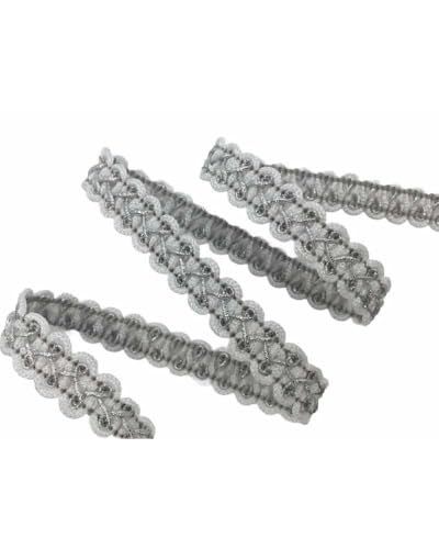Borte Lurex Flechtmuster Höhe 15 mm - Weiß und Silber Borte Lurex Flechtmuster Höhe 15 mm - Weiß und Silber von TOMASELLI MERCERIA