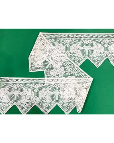 Borte Spitze Tüll Spitze Heilige Spitze Creme Stickerei Engel Kreuz Höhe 16 cm von TOMASELLI MERCERIA