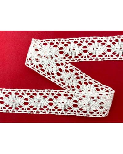 Borte Spitze weiß Tramezzo Spitze Tombolo Baumwolle Fuselli Höhe 2,5 cm von TOMASELLI MERCERIA