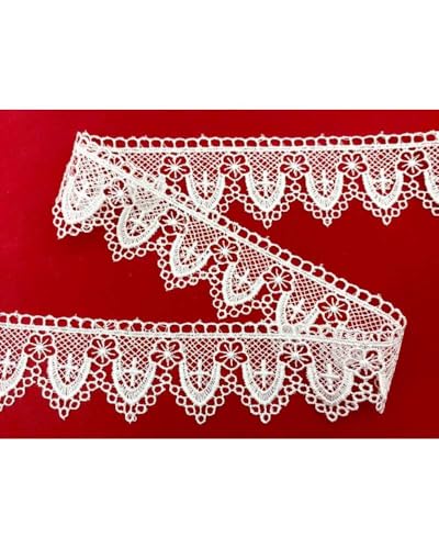 Spitzenborte weiß heilig – Stickerei mit Kreuz und Blüte 3,5 cm hoch von TOMASELLI MERCERIA
