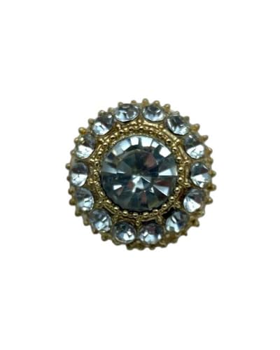 TOMASELLI MERCERIA Runder Schmuckknopf mit Strass in der Mitte groß und seitlich klein 22 mm Gold Silber Linie 36 - Gold von TOMASELLI MERCERIA