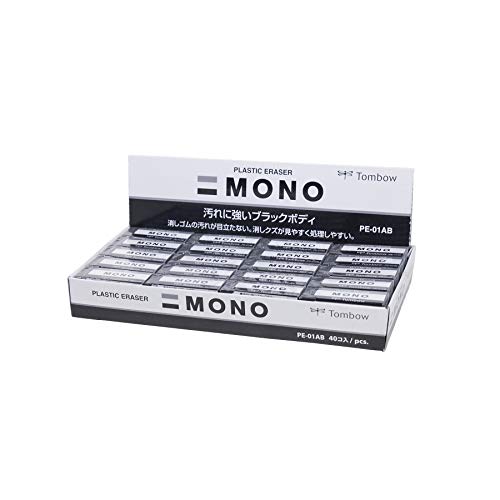 TOMBOW 57326 MONO Black Radiergummi, klein, 40 Stück Box, entfernt sauber Flecken ohne das Papier zu beschädigen von TOMBOW