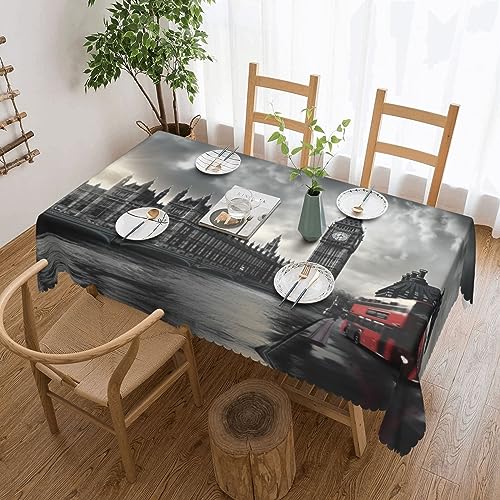 TOMPPY Rechteckige Tischdecke, London, bedruckt, waschbar, Polyester, wasserdicht, auslaufsicher, knitterfrei, Tischdecke für Esstisch, Buffet, Partys, Camping, 137 x 183 cm von TOMPPY