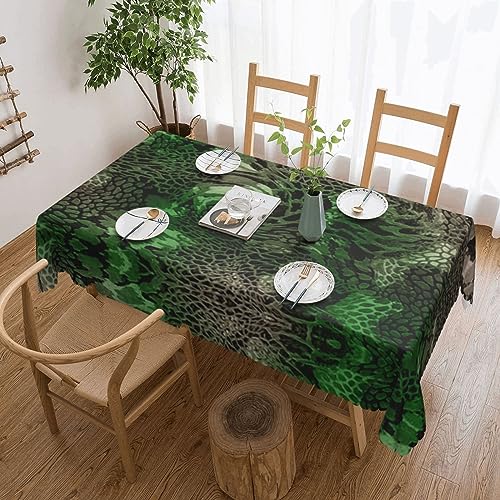 TOMPPY Rechteckige Tischdecke, grüne Schlange, bedruckt, waschbar, Polyester, wasserdicht, auslaufsicher, knitterfrei, Tischdecke für Esstisch, Buffet, Partys, Camping, 137 x 183 cm von TOMPPY