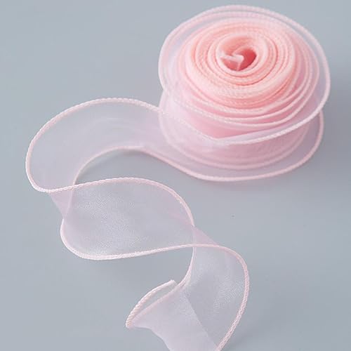 10 Yards 60 MM Farbverlauf Regenbogen Schleife Organzaband Geschenkverpackung Handgefertigte Schleife Kinder Haarnadel Satinband Hochzeitsdekorationen-Rosa, 10 Yards von TONAUA