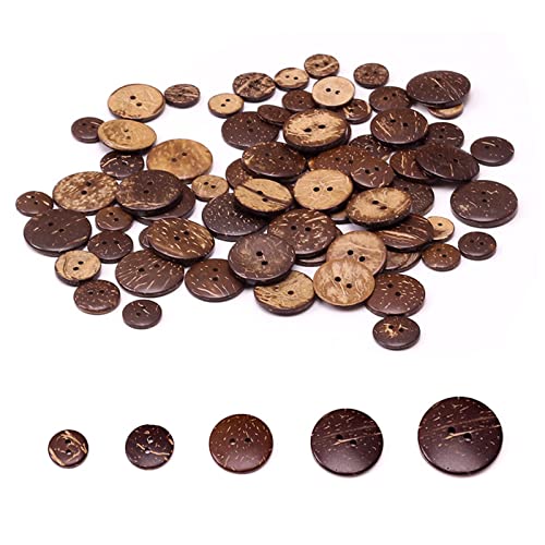100 Stück Holzknöpfe Rund Vintage für DIY Nähen Bastel Geschenk Deko - Natur von FangZin