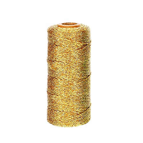 Golddraht, Weihnachten, 100 m, goldfarben, metallisch, Kordel, goldfarben, gewachst, 1,5 mm, goldfarben, metallisch, Kordel, für Geschenkverpackungen, Bastelarbeiten von TONAUP