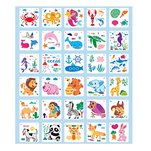 TONAUP 30 Stücke Malerei Schablonen Set, Wiederverwendbar Cartoon Meer - und Landtiere Malschablonen aus Kunststoff, Zeichenschablonen Vorlagen für DIY Handwerk Scrabooking Wanddekoration TONAUP 30 Stücke Malerei Schablonen Set, Wiederverwendbar Cartoon Meer - und Landtiere Malschablonen aus Kunststoff, Zeichenschablonen Vorlagen für DIY Handwerk Scrabooking Wanddekoration von TONAUP