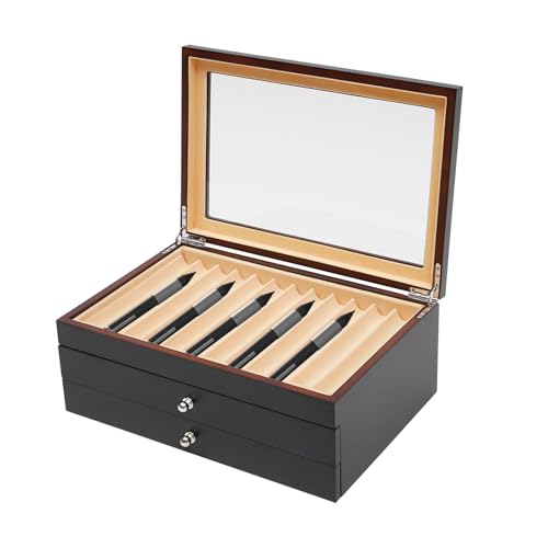 TONFEION Füllfederhalter Holz Stiftebox Aufbewahrungsbox aus Rosenholz mit Samtfutter, 34 Fächer, 2 Schichten Stiftsammler mit Staubdichter Glasdeckel & Griffe für Stiftsammlung TONFEION Füllfederhalter Holz Stiftebox Aufbewahrungsbox aus Rosenholz mit Samtfutter, 34 Fächer, 2 Schichten Stiftsammler mit Staubdichter Glasdeckel & Griffe für Stiftsammlung von TONFEION