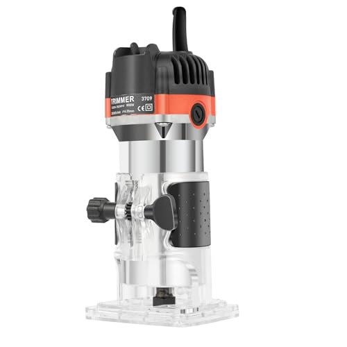 TONFEION Oberfräse, Elektrische Einhandfräse 800W mit Kupfermotor, 30.000 U/min, 6,35mm Aufnahme, Oberfräsen für Holzverarbeitung und DIY von TONFEION