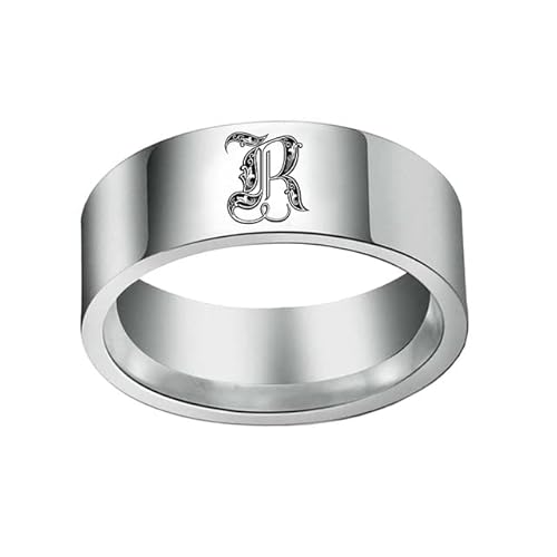 TONGRI Siegelring mit Retro-Initialen für Männer, 8 mm, sperriges   männliches Band,   Stahlbuchstaben   , Schmuckgeschenk für ihn von TONGRI