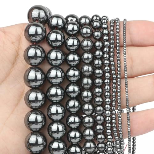 A+ Natürliche schwarze Hämatit-Steinperlen, runde, lose Distanzperlen für die Schmuckherstellung, 1/2/3/4/6/8/10/12 mm, Armband, handgefertigt, schwarzer Hämatit, 12 mm A+ Natürliche schwarze Hämatit-Steinperlen, runde, lose Distanzperlen für die Schmuckherstellung, 1/2/3/4/6/8/10/12 mm, Armband, handgefertigt, schwarzer Hämatit, 12 mm von TONGUC