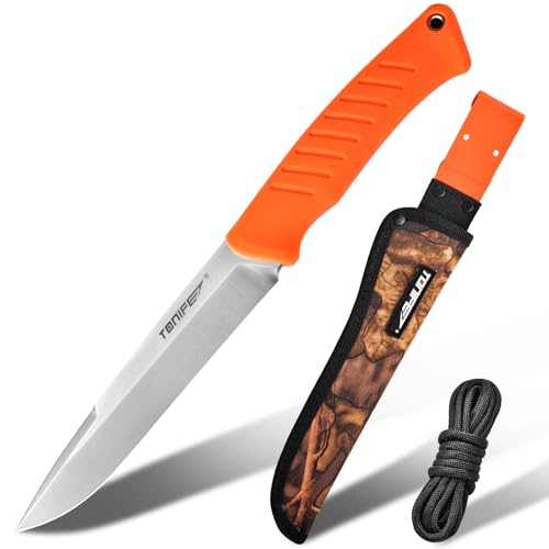 TONIFE Ares Full Tang Messer Feststehendes Messer mit Scheide und Paracord, 8Cr14MoV Klinge Outdoor Messer Camping Messer Überlebensmesser von TONIFE