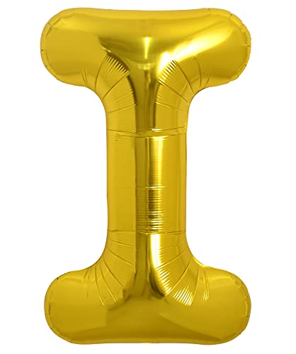 TONIFUL 40 Zoll große Goldfarbene I Buchstabe Ballons Jumbo Helium Ballons, Folie Mylar Big Alphabet Ballons für Geburtstagsfeier Jubiläum Valentinstag Zubehör Dekorationen von TONIFUL