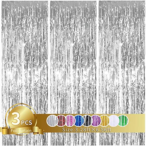 3Pcs Silver Metallic Tinsel Foil Fringe Curtains, 3ft x 6ft Silver Photo Booth Background Streamer Curtain, Photo Booth Props, Ideal for Bachelorette, Birthday, Christmas, New Year Party Decorations 3Pcs Silver Metallic Tinsel Foil Fringe Curtains, 3ft x 6ft Silver Photo Booth Background Streamer Curtain, Photo Booth Props, Ideal for Bachelorette, Birthday, Christmas, New Year Party Decorations von TONIFUL
