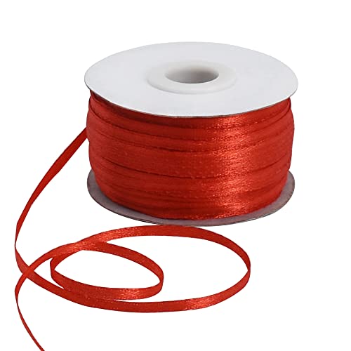 3mm x 200 m, rot, dünnes solides Satinband doppelseitig gewebtes Bänder zum Basteln Aufhängen von Etiketten Einladungskarten Luftballons Blumenstrauß Haare Geschenkverpackung Party-Dekoration von TONIFUL