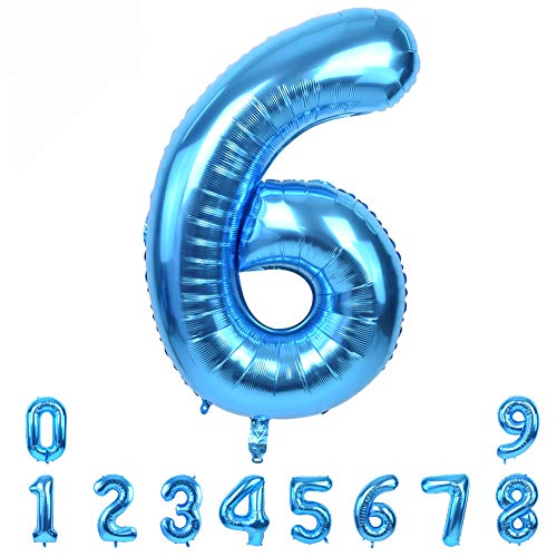 TONIFUL N3P6 Blue number 6 balloon, Acrylic von TONIFUL