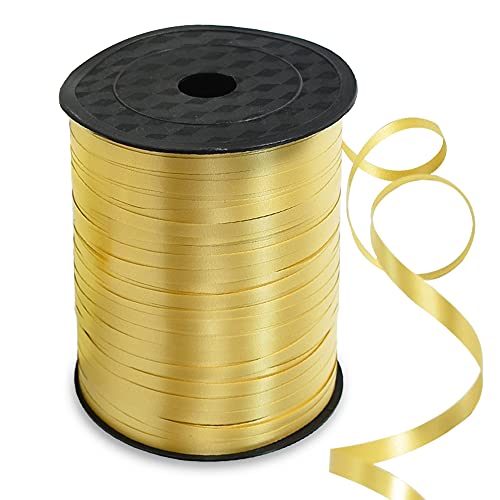 TONIFUL 450 Meters Geschenkband Weiss - Gold 5mm Geschenkbänder luftballon schnur - luftballon band Luftballons Hochzeit Geschenkverpackung für Weihnachtsdeko, Ballonverschlüsse, Geschenkverpackung von TONIFUL