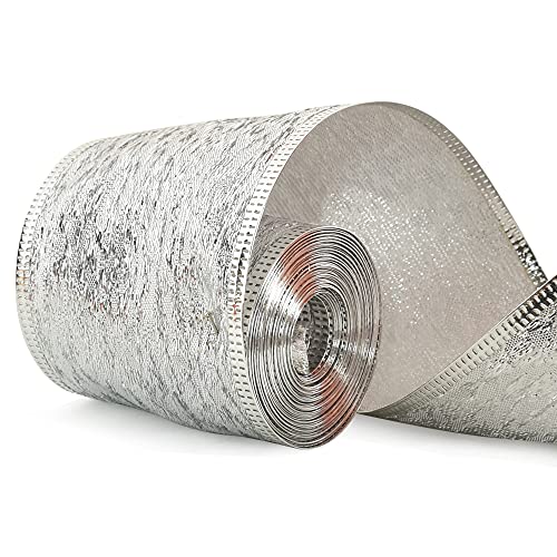 TONIFUL Silberfarbenes Drahtband, 6,4 cm, glitzernd, glänzend, Rolle für Bastelarbeiten, Party-Dekoration, Blumenkranz, Weihnachtsdekorationen (6,5 Meter) TONIFUL Silberfarbenes Drahtband, 6,4 cm, glitzernd, glänzend, Rolle für Bastelarbeiten, Party-Dekoration, Blumenkranz, Weihnachtsdekorationen (6,5 Meter) von TONIFUL
