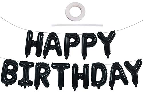 Schwarz Happy Birthday Folienballons 16 Zoll Happy Birthday Geburtstag Luftballons Buchstaben Folien Banner Helium Ballon für Hochzeit, Jubiläum Party Dekoration Schwarz Happy Birthday Folienballons 16 Zoll Happy Birthday Geburtstag Luftballons Buchstaben Folien Banner Helium Ballon für Hochzeit, Jubiläum Party Dekoration von TONIFUL