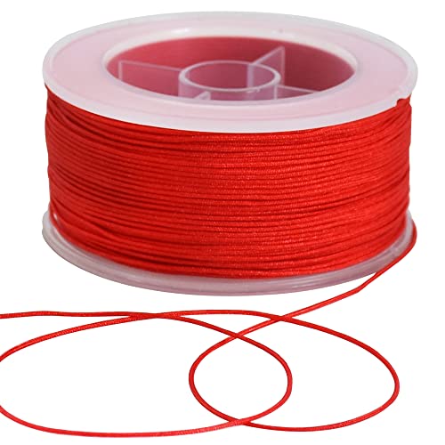 TONIFUL 0,8 mm x 70 Meter rote Nylonschnur Satinschnur für Armband Schmuckherstellung Rattail Makramee gewachste Trim Cord Halskette Bulk Perlenfaden Kumihimo chinesischer Knoten Handwerk von TONIFUL