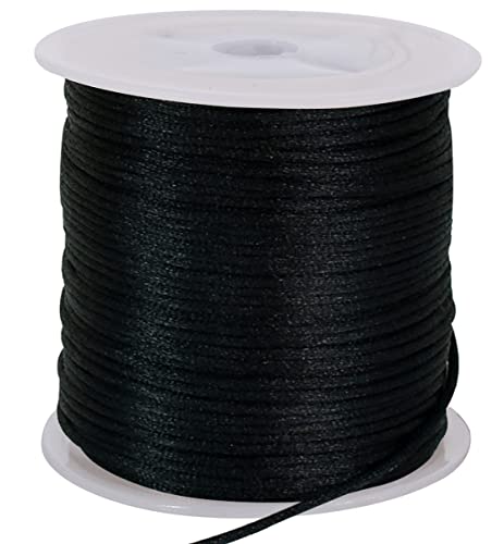 TONIFUL 1,5mm x 45,7m Schwarze Nylonschnur, Satinschnur für Armbänder, Schmuckherstellung, Rattail, Makramee, gewachste Bordüre, Halskette, Perlenfaden, Kumihimo, chinesischer Knoten TONIFUL 1,5mm x 45,7m Schwarze Nylonschnur, Satinschnur für Armbänder, Schmuckherstellung, Rattail, Makramee, gewachste Bordüre, Halskette, Perlenfaden, Kumihimo, chinesischer Knoten von TONIFUL