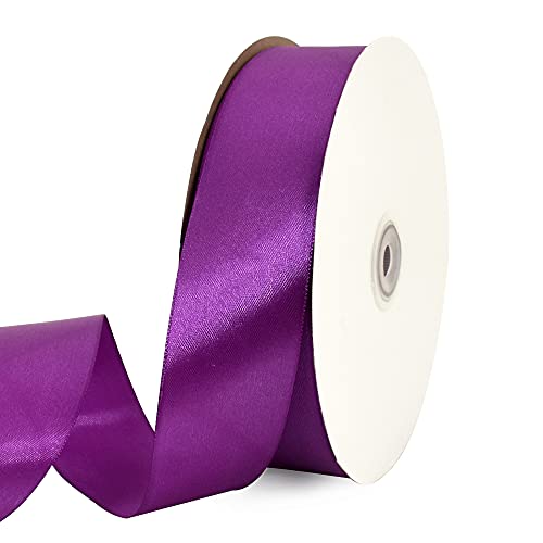 TONIFUL 1-1/2 Inch (40mm) x 100 Yards Purple Wide Satin Ribbon Solid Fabric Ribbon for Gift Wrapping Chair Sash Valentine's Day Wedding Birthday Party Decoration Hair Floral Craft Sewing von TONIFUL