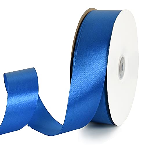 TONIFUL 1-1/2 Inch (40mm) x 100 Yards Royal Blue Wide Satin Ribbon Solid Fabric Ribbon for Gift Wrapping Chair Sash Valentine's Day Wedding Birthday Party Dekoration Floral Craft Nähen von TONIFUL