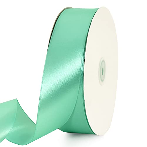 TONIFUL 1-1/2 Inch (40mm) x 100 Yards Turquoise Blue Wide Satin Ribbon Solid Fabric Ribbon for Gift Wrapping Chair Sash Valentine's Day Wedding Birthday Party Dekoration Floral Craft Nähen von TONIFUL