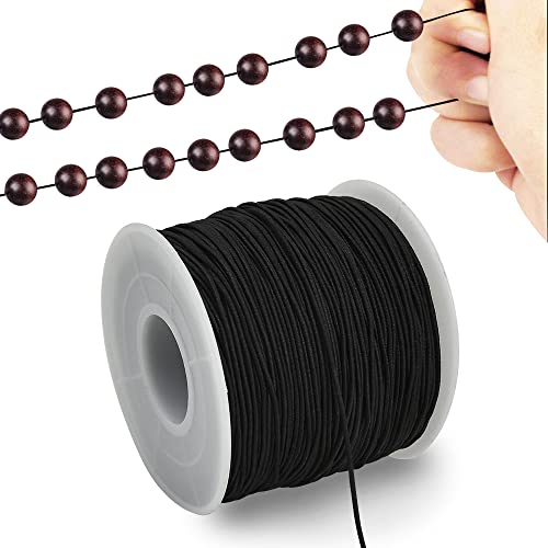 TONIFUL 1 mm x 100 m Schwarze elastische Schnur für Armbänder und Schmuckherstellung, Dehnbare Schnur für Armbänder, Rattail-Makramee-Halsketten, große Perlenfaden, Kumihimo von TONIFUL