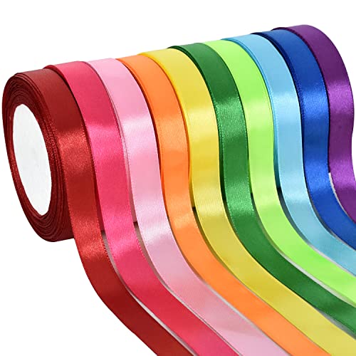 TONIFUL 10 Farben Regenbogen-Satinband, Stoff, Satinband, Regenbogenband, Set, 1,9 cm x 220 m, dünnes Satinband zum Basteln, Schleifen, Geschenkverpackungen, Hochzeitsdekoration und DIY, handgefertigt TONIFUL 10 Farben Regenbogen-Satinband, Stoff, Satinband, Regenbogenband, Set, 1,9 cm x 220 m, dünnes Satinband zum Basteln, Schleifen, Geschenkverpackungen, Hochzeitsdekoration und DIY, handgefertigt von TONIFUL
