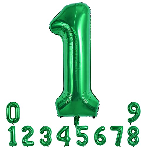 TONIFUL 40 Zoll Nummer Folienballon 0 to 9 in Dunkelgrüner Helium Zahlenballon Riesenzahl Luftballon Nummer 1 Heliumballons für Geburtstag, Hochzeit, Jubiläum Party Dekoration（Zahl 1） von TONIFUL