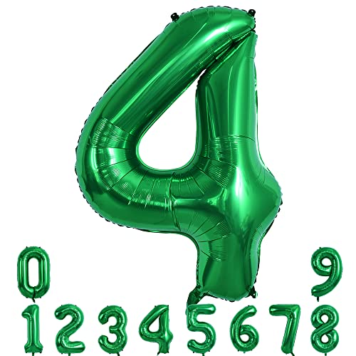 TONIFUL 40 Zoll Nummer Folienballon 0 to 9 in Dunkelgrüner Helium Zahlenballon Riesenzahl Luftballon Nummer 4 Heliumballons für Geburtstag, Hochzeit, Jubiläum Party Dekoration（Zahl 4） von TONIFUL