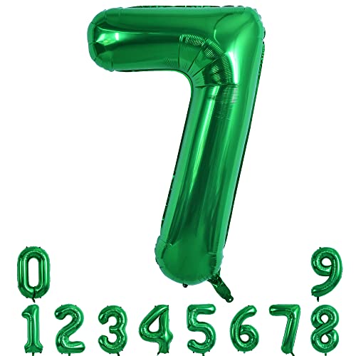 TONIFUL 40 Zoll Nummer Folienballon 0 to 9 in Dunkelgrüner Helium Zahlenballon Riesenzahl Luftballon Nummer 7 Heliumballons für Geburtstag, Hochzeit, Jubiläum Party Dekoration（Zahl 7） von TONIFUL