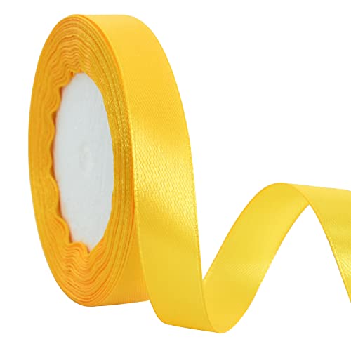 TONIFUL 15 mm x 22 m goldgelbes Satinband, breit, solides Stoffband für Hochzeit, Auto, Zeremonie, große Eröffnung, Stuhlschärpe, Haare, Nähen, Basteln, Geschenkverpackung, Hochzeit, Party-Dekoration TONIFUL 15 mm x 22 m goldgelbes Satinband, breit, solides Stoffband für Hochzeit, Auto, Zeremonie, große Eröffnung, Stuhlschärpe, Haare, Nähen, Basteln, Geschenkverpackung, Hochzeit, Party-Dekoration von TONIFUL