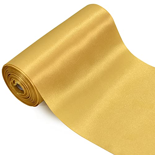 TONIFUL 15cm x 23m Golden Breit Satinband Farbige Stoffband für Geschenkband Öffnen des Schleifen Große Öffnung der Bänder Den Stuhl Hochzeit Party Dekoration Valentinstag Auto Weihnachten von TONIFUL