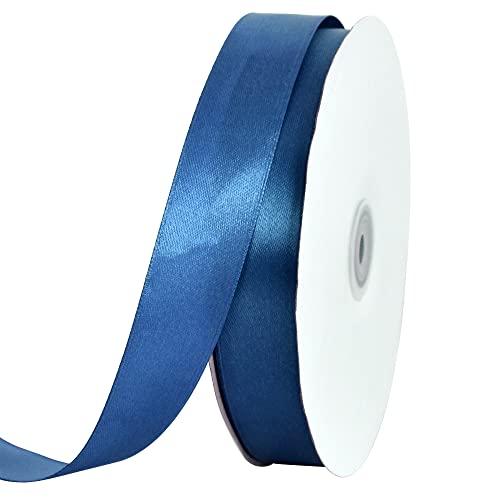 TONIFUL 2,5 cm x 91,4 m marineblaues Satinband, dünnes einfarbiges Satinband für Geschenkverpackungen, Basteln, Haarschleifen, Hochzeitsparty-Dekoration, Einladungskarten, Blumensträuße von TONIFUL