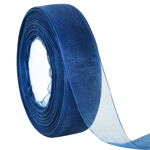 TONIFUL 2.5cm Breite Marineblaue durchsichtige Chiffon Bänder, Organza Band für Hochzeit Weihnachtsdekorationen, Valentinstag Geschenkverpackung, Bögen Herstellung, Blumensträuße Verpackung TONIFUL 2.5cm Breite Marineblaue durchsichtige Chiffon Bänder, Organza Band für Hochzeit Weihnachtsdekorationen, Valentinstag Geschenkverpackung, Bögen Herstellung, Blumensträuße Verpackung von TONIFUL