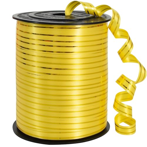TONIFUL 200 Meter Geschenkband Gold Gold umrandet - Gold Gold 10mm Geschenkbänder Luftballon Schnur - Luftballon Band Hochzeit Geschenkverpackung für Ballonverschlüsse, Geschenkverpackung von TONIFUL