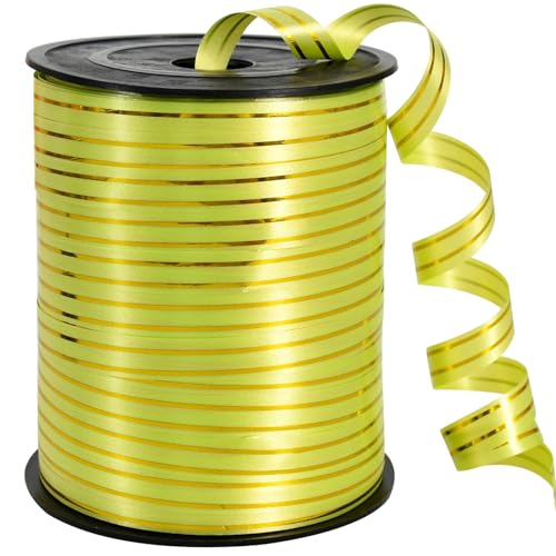 TONIFUL 200 Meters Geschenkband Grünes Gold umrandet - 10mm Geschenkbänder Luftballon Schnur - Luftballon Band Luftballons Hochzeit Geschenkverpackung für Ballonverschlüsse, Geschenkverpackung von TONIFUL