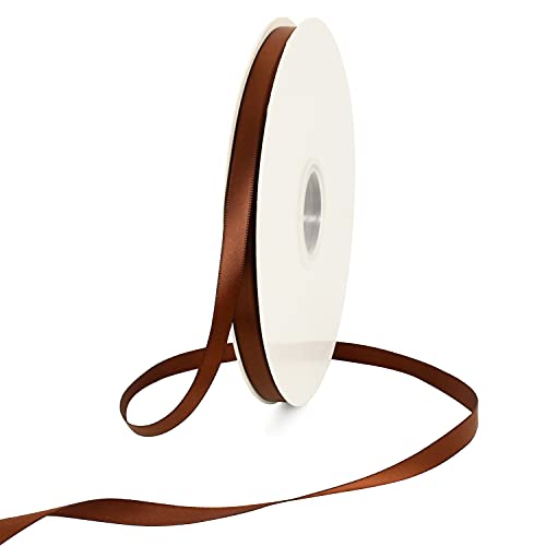 TONIFUL 3/8 Inch x 100yds Coffee Brown Color Satin Ribbon Thin Solid Fabric Ribbons Roll for Gift Wrapping Invitation Floral Hair Balloons Craft Sewing Party Wedding Popsicles Decoration von TONIFUL