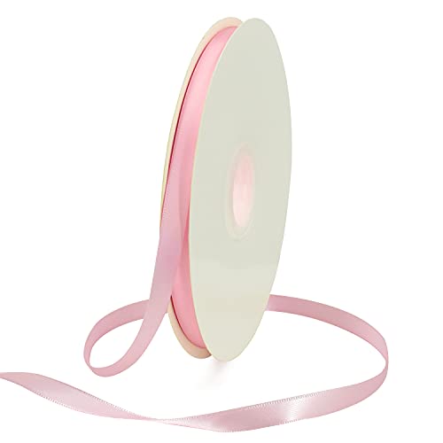 TONIFUL 3/8 Inch x 100yds Light Pink Satin Ribbon Thin Solid Fabric Ribbons Roll for Gift Wrapping Invitation Floral Hair Balloons Craft Sewing Party Wedding Popsicles Decoration von TONIFUL