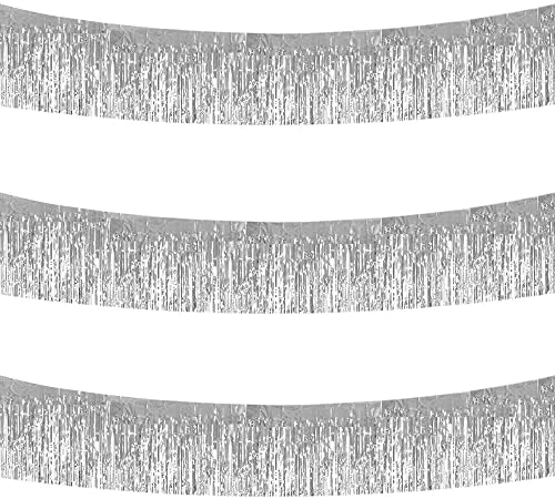 TONIFUL 3 Packs Metallic Foil Fringe Garland Silver Wall Hanging Tinsel Fringe Banners for Car Parade Floats Bridal Shower Wedding Birthday Easter Graduation von TONIFUL