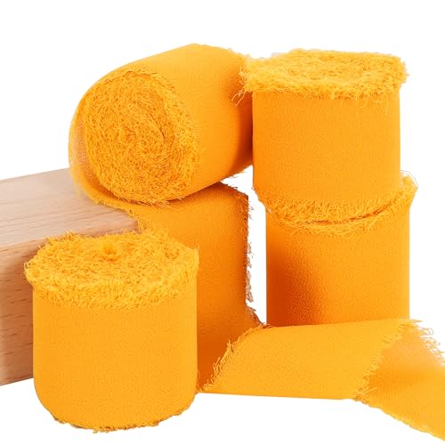 TONIFUL 4 Rollen Kürbis-Chiffonband, 3,8 cm × 5,5 m, Seidenband für Geschenkverpackungen, Hochzeit, Party, Dekoration, Blumenstrauß, Verpackung, Schleifen, Basteln, Basteln TONIFUL 4 Rollen Kürbis-Chiffonband, 3,8 cm × 5,5 m, Seidenband für Geschenkverpackungen, Hochzeit, Party, Dekoration, Blumenstrauß, Verpackung, Schleifen, Basteln, Basteln von TONIFUL