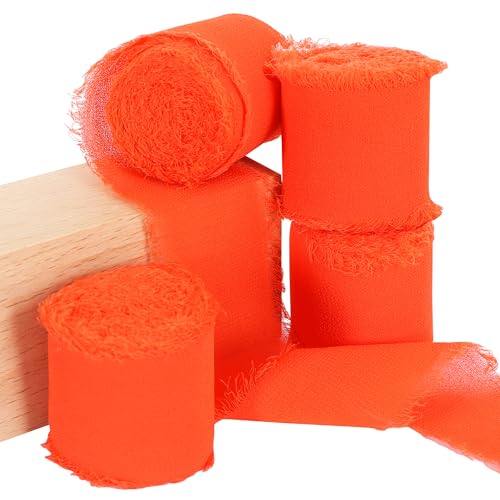 TONIFUL Chiffonband, Orange, 4 Rollen, 3,8 cm, 5,5 m, Stoffseide für Geschenkverpackungen, Hochzeits-Party-Dekoration, Blumenstrauß, Schleifen, Bastelarbeiten TONIFUL Chiffonband, Orange, 4 Rollen, 3,8 cm, 5,5 m, Stoffseide für Geschenkverpackungen, Hochzeits-Party-Dekoration, Blumenstrauß, Schleifen, Bastelarbeiten von TONIFUL